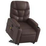 vidaXL Fotoliu de masaj rabatabil cu ridicare, maro, piele ecologică vidaXL Fotoliu de masaj rabatabil cu ridicare, maro, piele ecologică