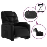 vidaXL Fotoliu rabatabil electric cu ridicare, negru, piele ecologică