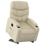 vidaXL Fotoliu rabatabil electric cu ridicare, crem, piele ecologică
