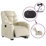 vidaXL Fotoliu rabatabil electric cu ridicare, crem, piele ecologică