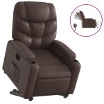 vidaXL Fotoliu rabatabil electric cu ridicare, maro, piele ecologică
