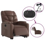 vidaXL Fotoliu rabatabil electric cu ridicare, maro, piele ecologică