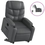vidaXL Fotoliu rabatabil electric cu ridicare, gri, piele ecologică