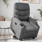 vidaXL Fotoliu rabatabil electric cu ridicare, gri, piele ecologică