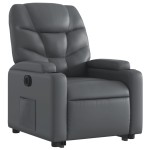 vidaXL Fotoliu rabatabil electric cu ridicare, gri, piele ecologică