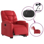 vidaXL Fotoliu rabatabil electric cu ridicare, roșu, piele ecologică