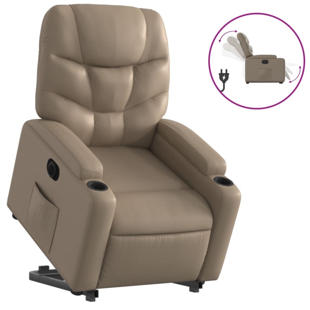 vidaXL Fotoliu rabatabil electric cu ridicare, cappuccino