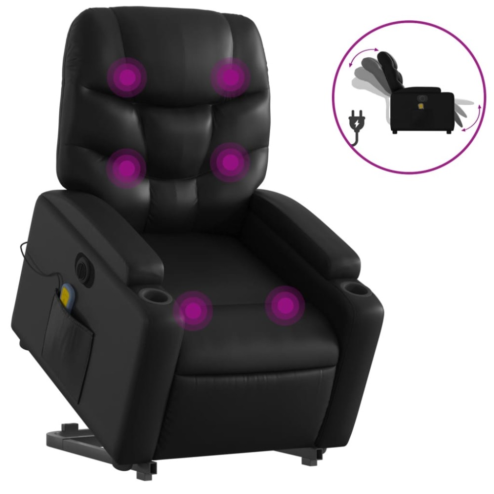 vidaXL Fotoliu electric masaj rabatabil cu ridicare, negru