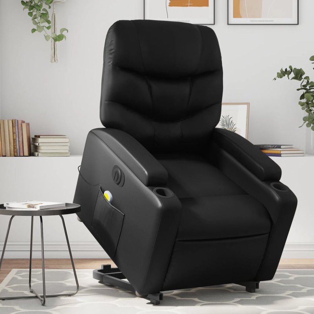 vidaXL Fotoliu electric masaj rabatabil cu ridicare, negru