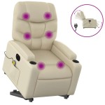 vidaXL Fotoliu electric masaj rabatabil cu ridicare, crem