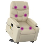 vidaXL Fotoliu electric masaj rabatabil cu ridicare, crem