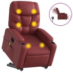 vidaXL Fotoliu electric masaj rabatabil cu ridicare, roșu vin