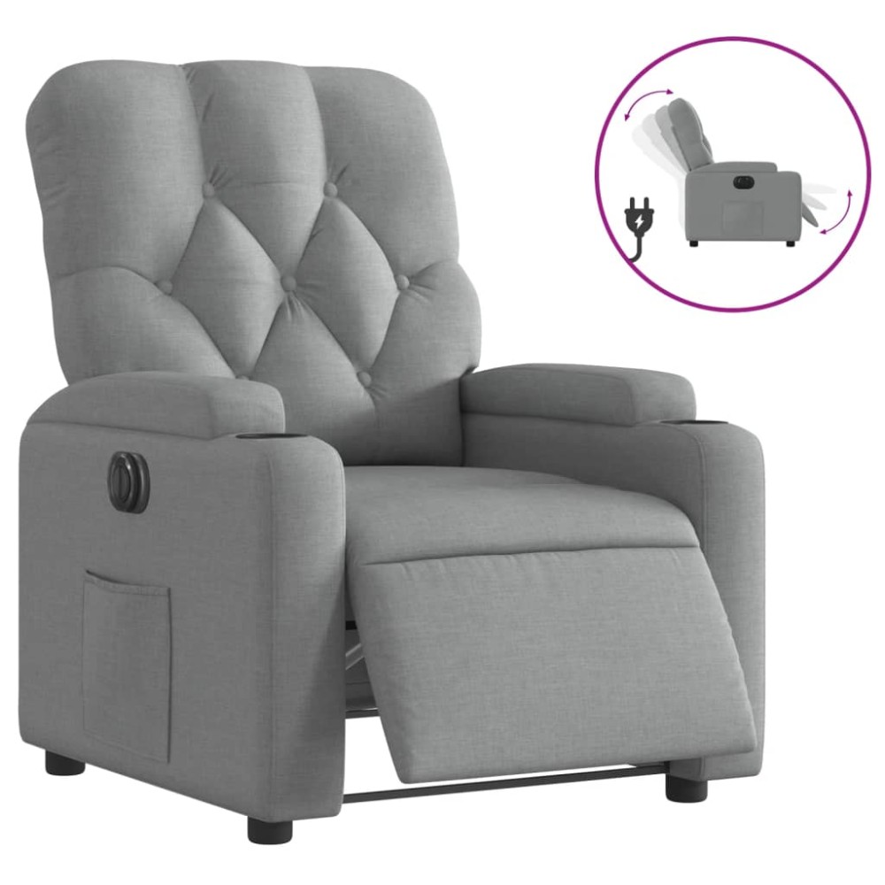 vidaXL Fotoliu rabatabil electric, gri deschis, textil