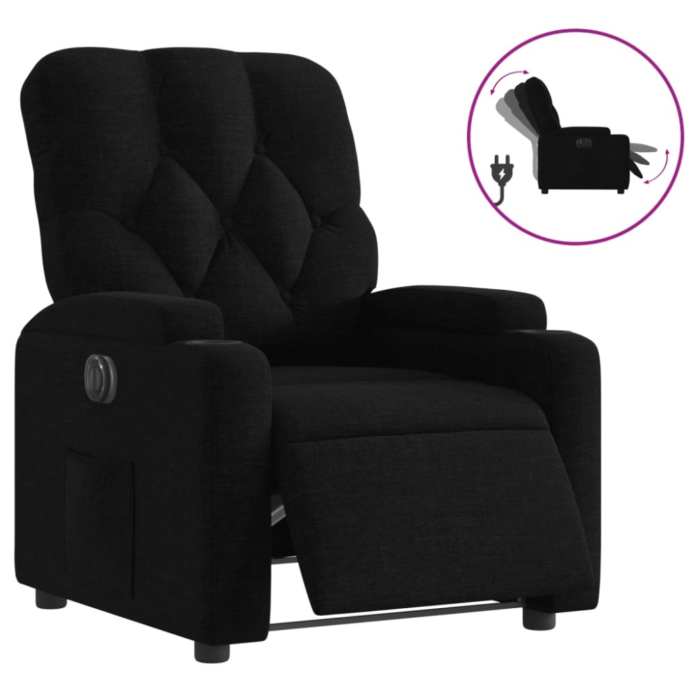 vidaXL Fotoliu rabatabil electric, negru, material textil