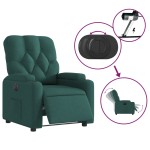 vidaXL Fotoliu rabatabil electric, verde închis, material textil vidaXL Fotoliu rabatabil electric, verde închis, material textil