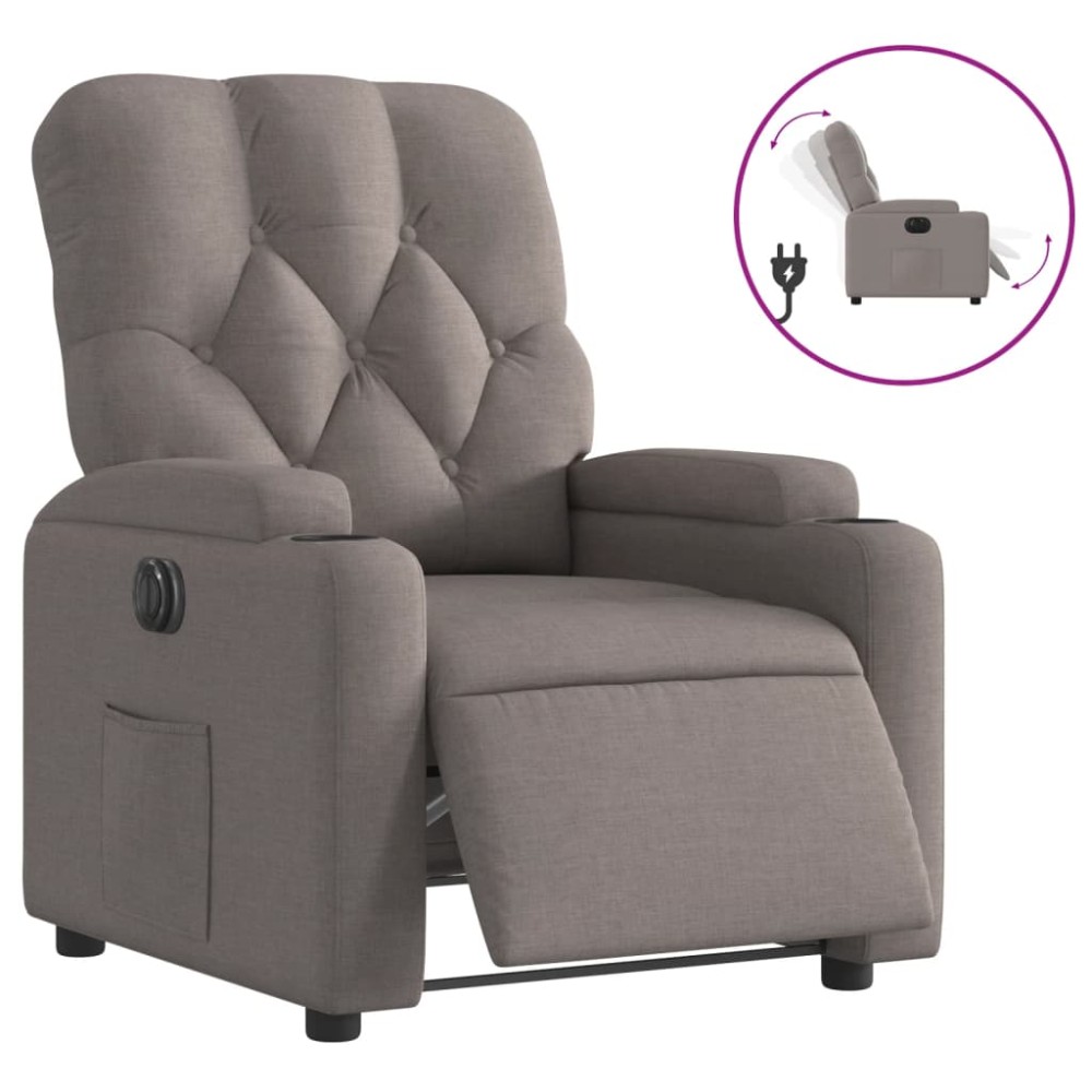 vidaXL Fotoliu rabatabil electric, gri taupe, material textil