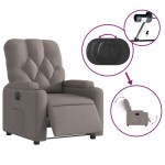vidaXL Fotoliu rabatabil electric, gri taupe, material textil