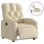 vidaXL Fotoliu rabatabil electric, crem, material textil