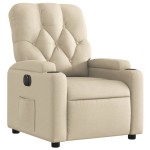 vidaXL Fotoliu rabatabil electric, crem, material textil