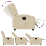 vidaXL Fotoliu rabatabil electric, crem, material textil