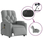 vidaXL Fotoliu electric de masaj rabatabil, gri deschis, microfibră