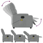 vidaXL Fotoliu electric de masaj rabatabil, gri deschis, microfibră
