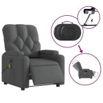 vidaXL Fotoliu electric de masaj rabatabil, gri închis, textil