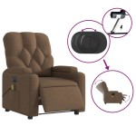vidaXL Fotoliu electric de masaj rabatabil, maro, textil