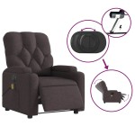 vidaXL Fotoliu electric de masaj rabatabil, maro închis, textil