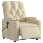 vidaXL Fotoliu electric de masaj rabatabil, crem, textil