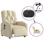 vidaXL Fotoliu electric de masaj rabatabil, crem, textil
