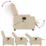 vidaXL Fotoliu electric de masaj rabatabil, crem, textil