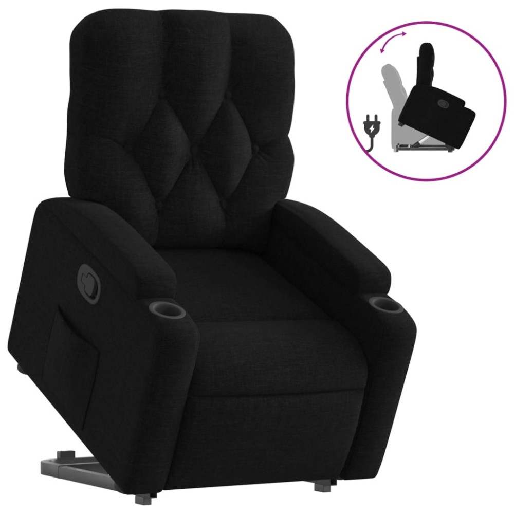 vidaXL Fotoliu rabatabil cu ridicare pe verticală, negru, textil