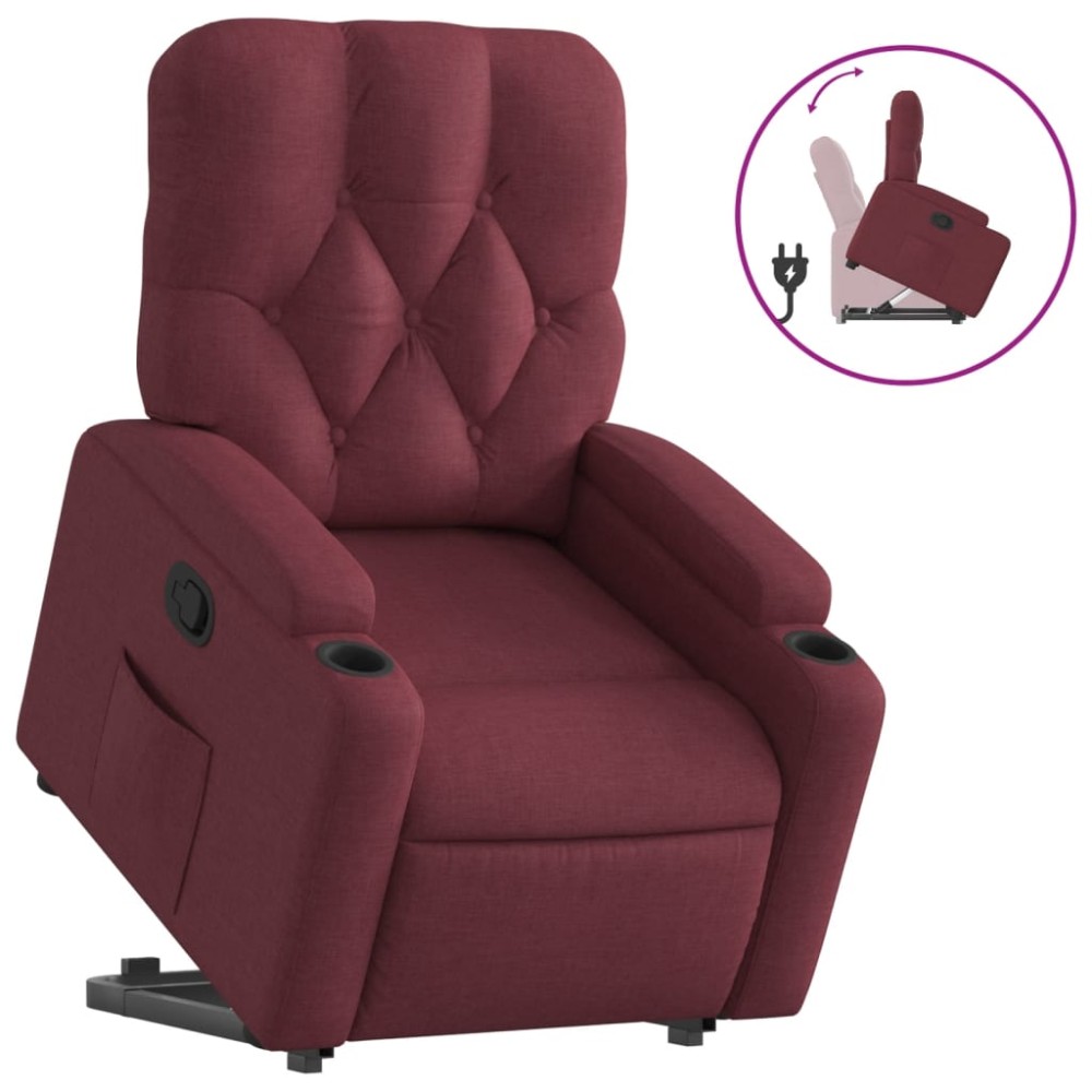 vidaXL Fotoliu rabatabil cu ridicare, roșu vin, material textil