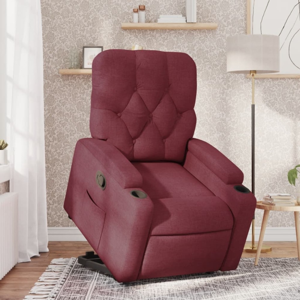 vidaXL Fotoliu rabatabil cu ridicare, roșu vin, material textil