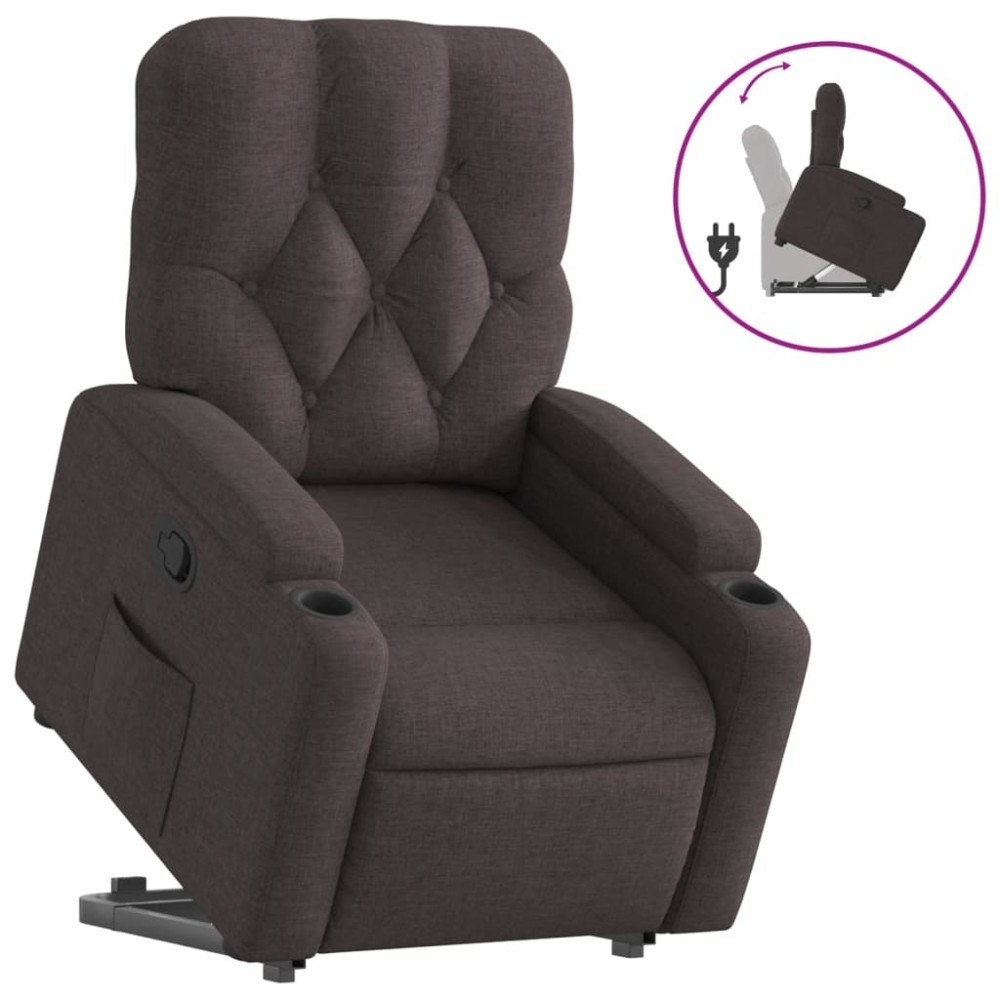 vidaXL Fotoliu rabatabil cu ridicare pe verticală, maro închis, textil
