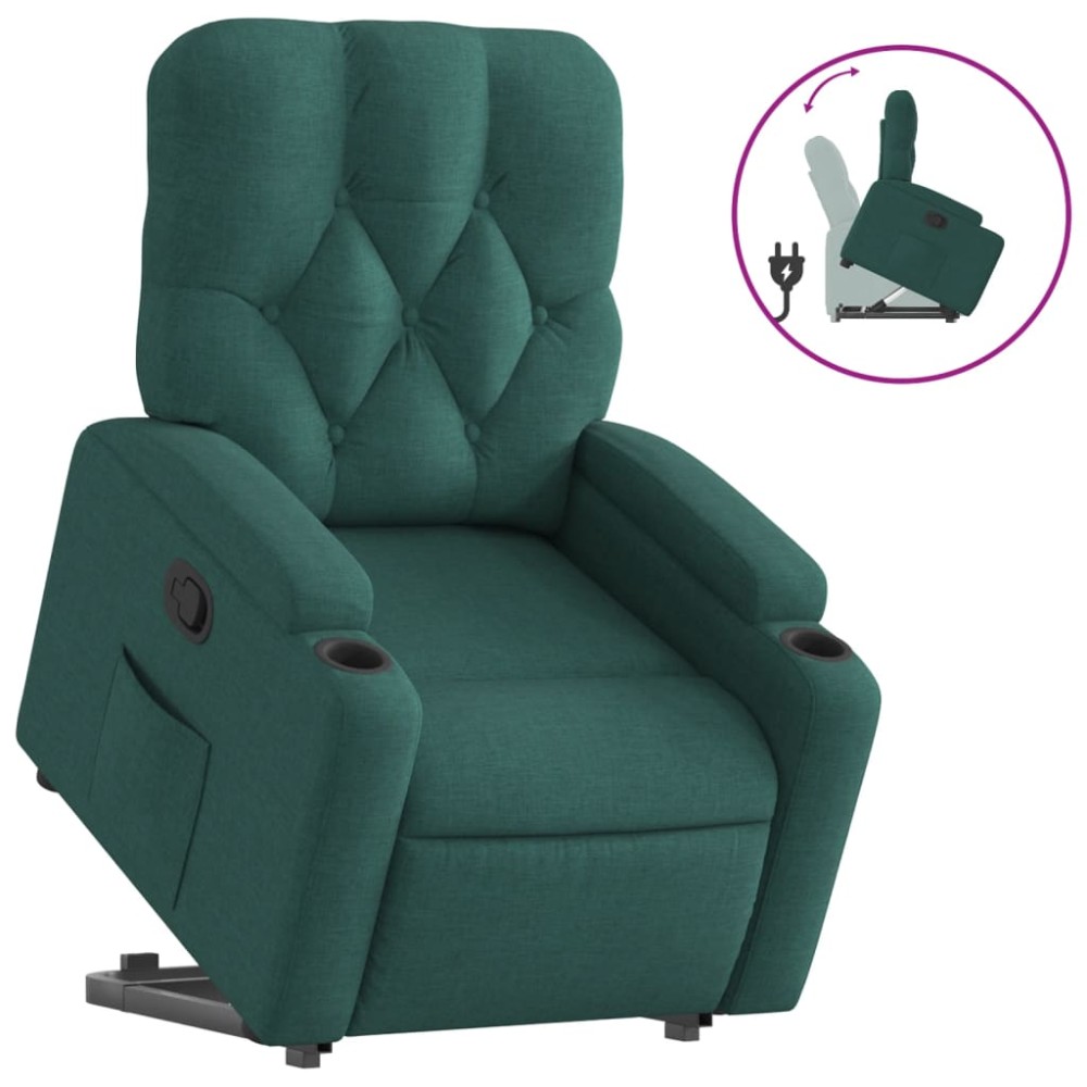 vidaXL Fotoliu rabatabil ridicare pe verticală, verde închis, textil