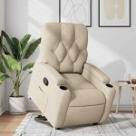 vidaXL Fotoliu rabatabil cu ridicare pe verticală, crem, textil