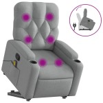 vidaXL Fotoliu de masaj rabatabil cu ridicare, gri deschis, textil vidaXL Fotoliu de masaj rabatabil cu ridicare, gri deschis, textil