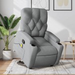 vidaXL Fotoliu de masaj rabatabil cu ridicare, gri deschis, textil vidaXL Fotoliu de masaj rabatabil cu ridicare, gri deschis, textil