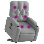 vidaXL Fotoliu de masaj rabatabil cu ridicare, gri deschis, textil vidaXL Fotoliu de masaj rabatabil cu ridicare, gri deschis, textil