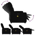 vidaXL Fotoliu rabatabil de masaj, cu ridicare, negru, material textil