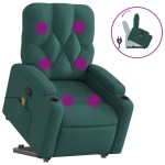 vidaXL Fotoliu rabatabil de masaj, cu ridicare, verde închis, textil