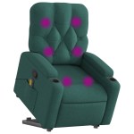 vidaXL Fotoliu rabatabil de masaj, cu ridicare, verde închis, textil