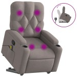 vidaXL Fotoliu rabatabil de masaj cu ridicare, gri taupe, textil
