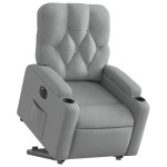 vidaXL Fotoliu electric rabatabil cu ridicare, gri deschis, textil