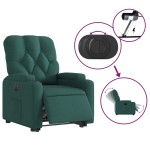vidaXL Fotoliu electric rabatabil cu ridicare, verde închis, textil