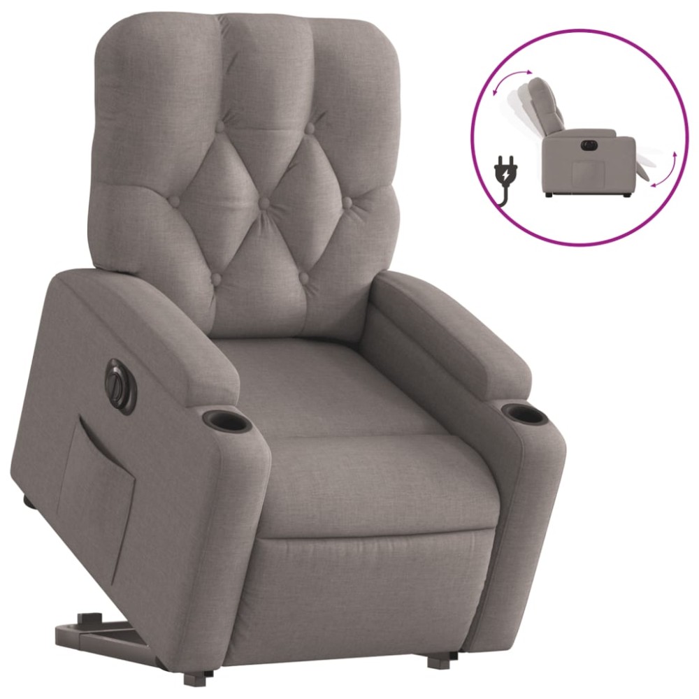 vidaXL Fotoliu electric rabatabil cu ridicare, gri taupe, textil