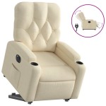vidaXL Fotoliu electric rabatabil cu ridicare, crem, textil