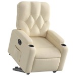 vidaXL Fotoliu electric rabatabil cu ridicare, crem, textil